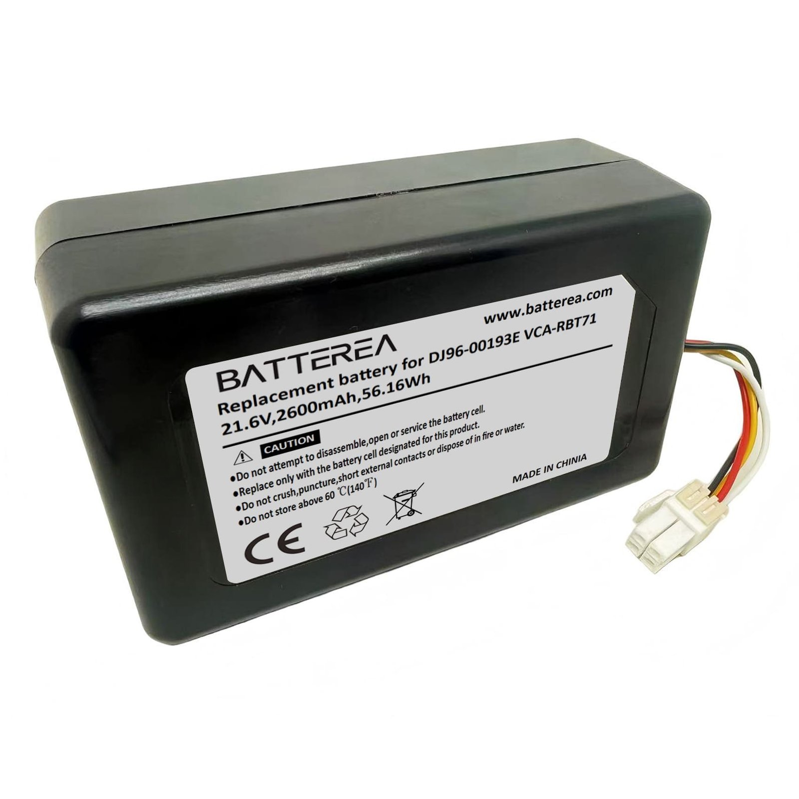 wholesale replacement battery compatible with samsung powerbot r7040, r1am7010uw / aa, vr1am7010u5 / aa, replaces for dj96 00193e, vca rbt71, vca rbt71/xaa, 21.6v,2600mah,56.16wh